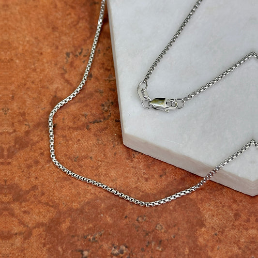 14KT White Gold 1.33mm Box Chain Link Necklace