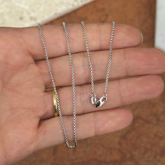 14KT White Gold 1.33mm Box Chain Link Necklace