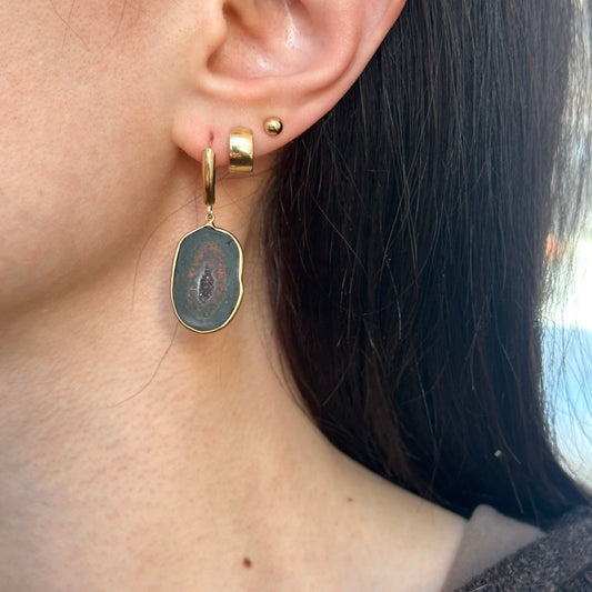 14KT Yellow Gold Bezel-Set Geode Dangle Earrings - LSJ