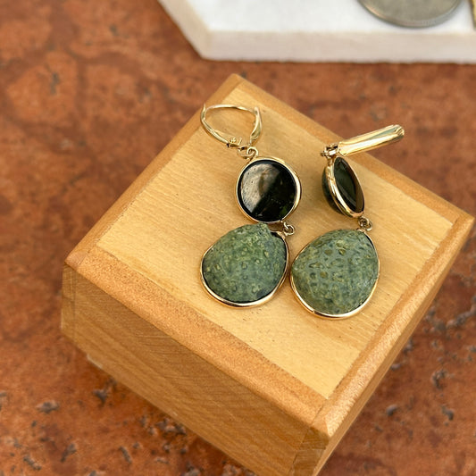 14KT Yellow Gold Tourmaline and Geode Dangle Earrings