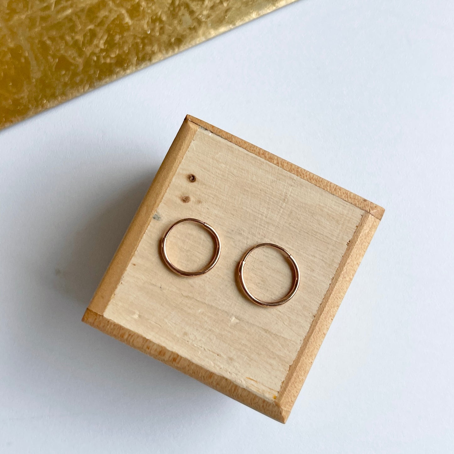 14KT Rose Gold 1.25mm Endless Hoop Earrings 14mm