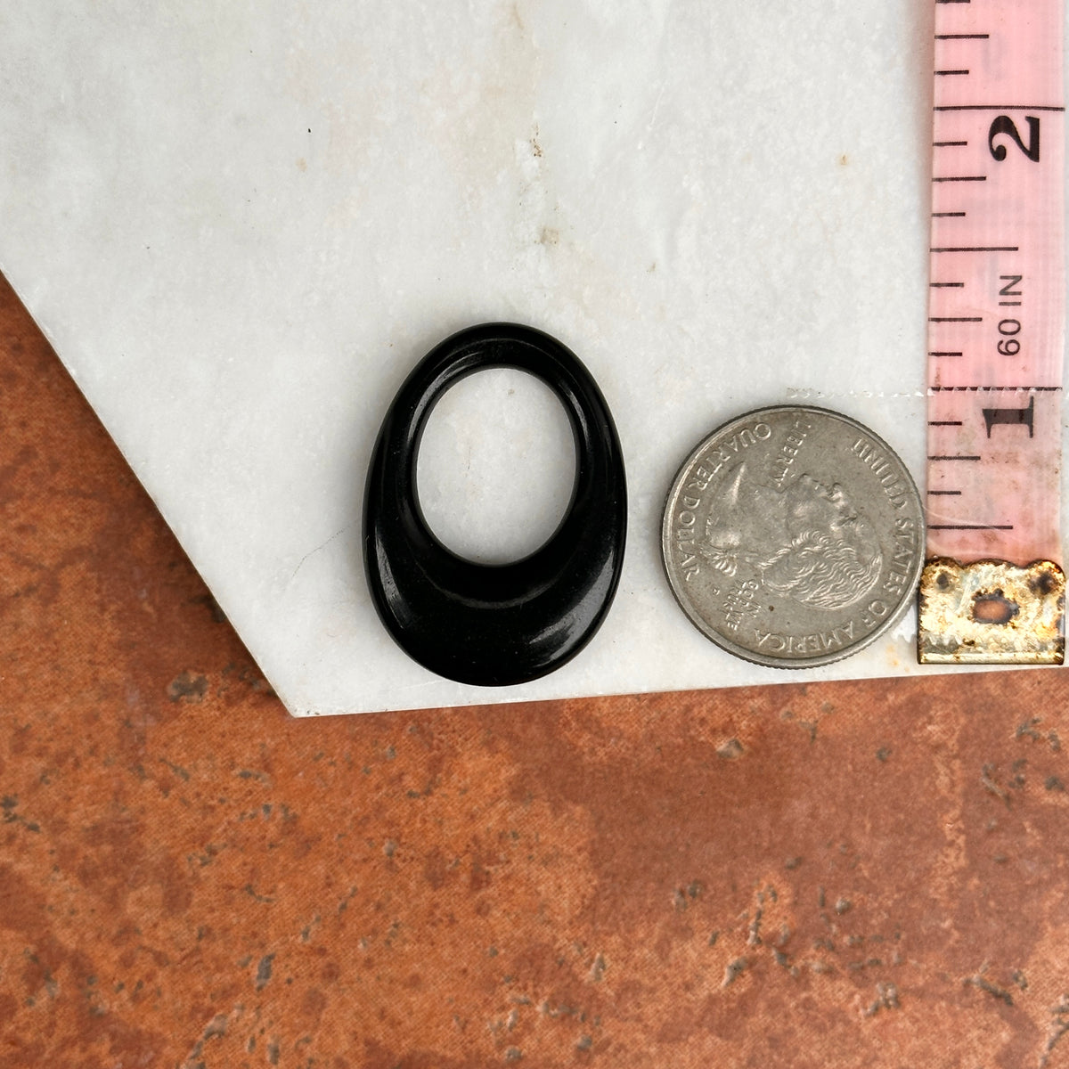 Estate Black Onyx Oval Door Knocker Earring Charms 35mm