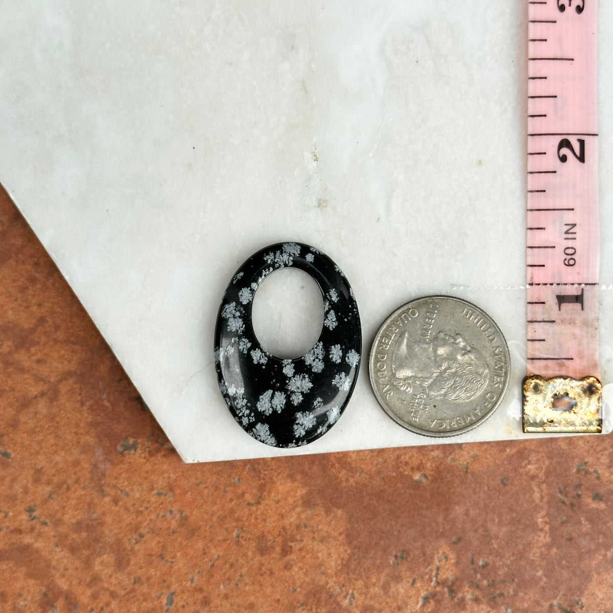 Estate Black + Gray Snowflake Agate Oval Door Knocker Earring Charms