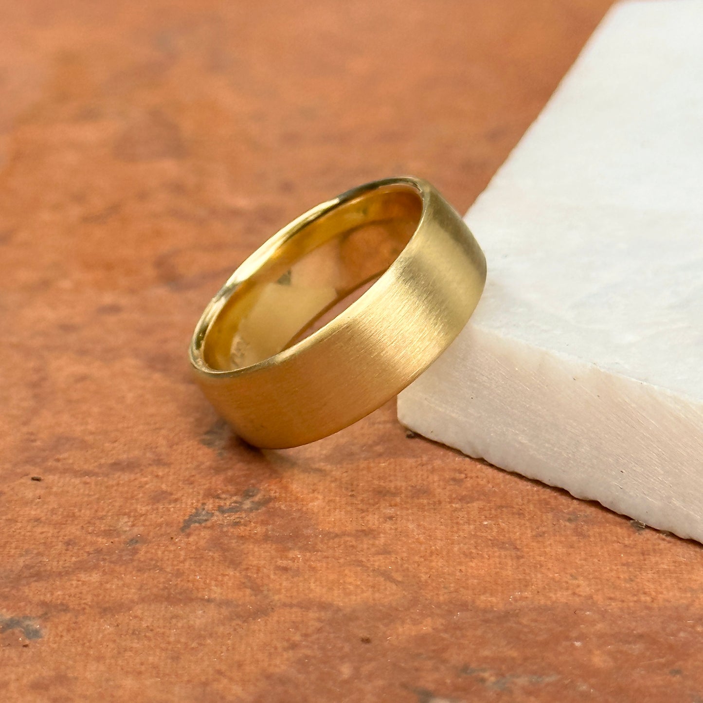18KT Yellow Gold Satin-Finish 7mm European Wedding Band Ring