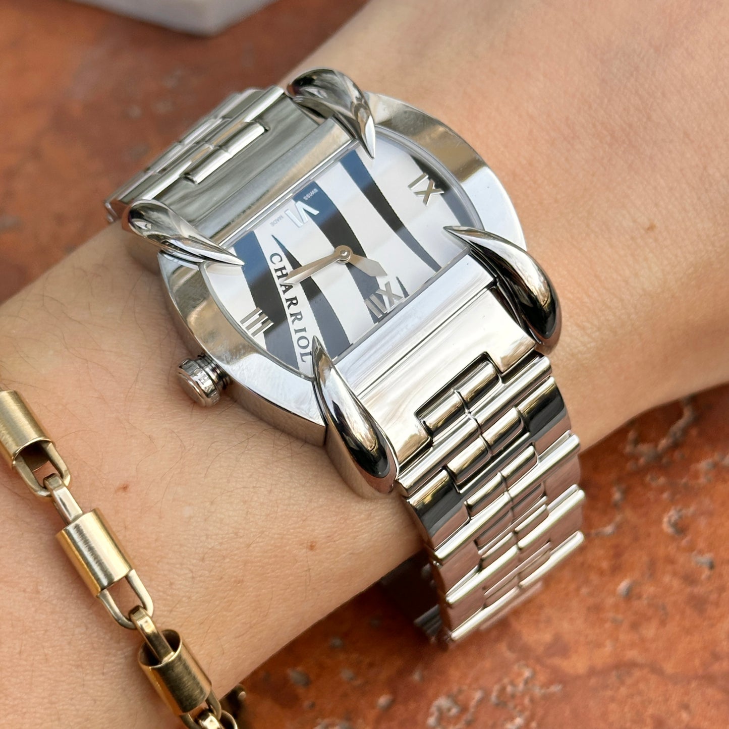 Phillipe Charriol Stainless Steel Kucha Watch Zebra Animal Print Dial