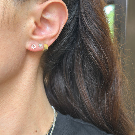 14KT Yellow Gold Mini Star of David Stud Earrings - LSJ