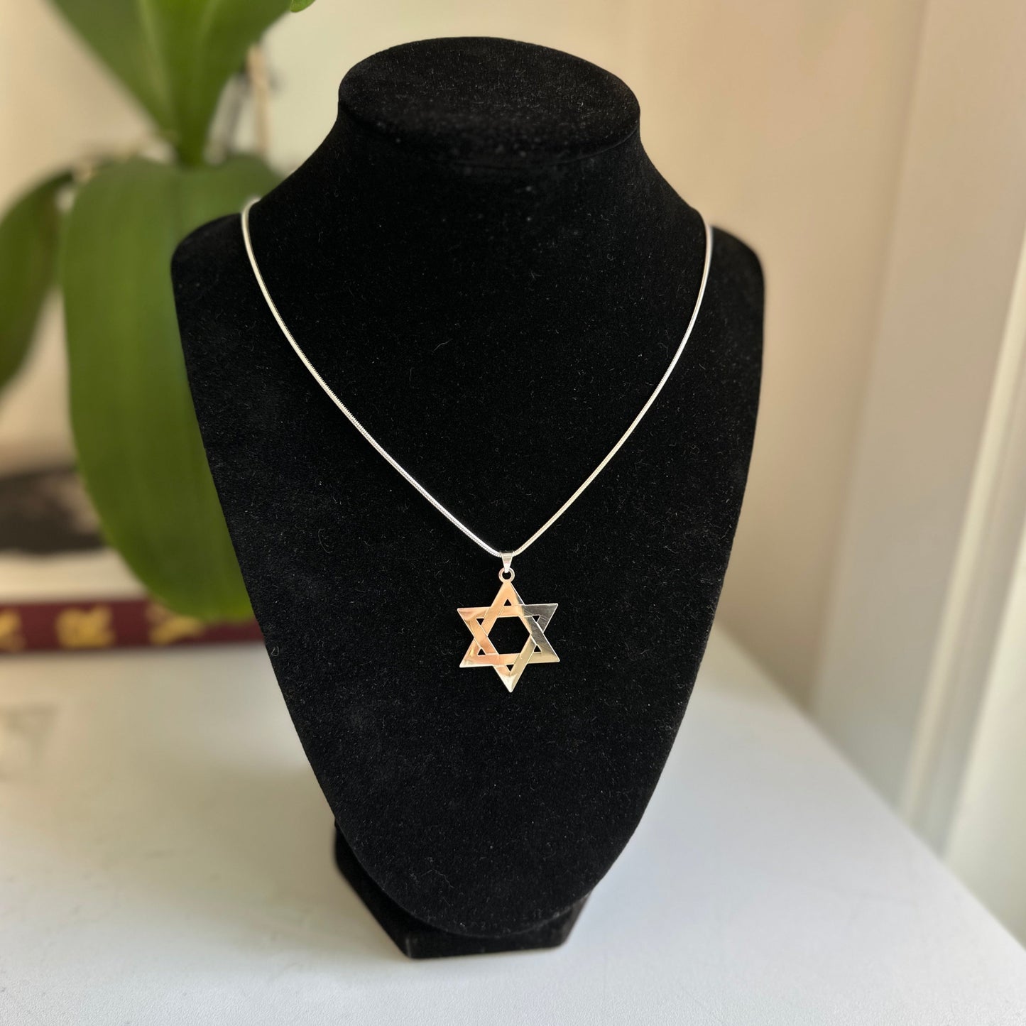 Sterling Silver Star of David Flat Large Pendant