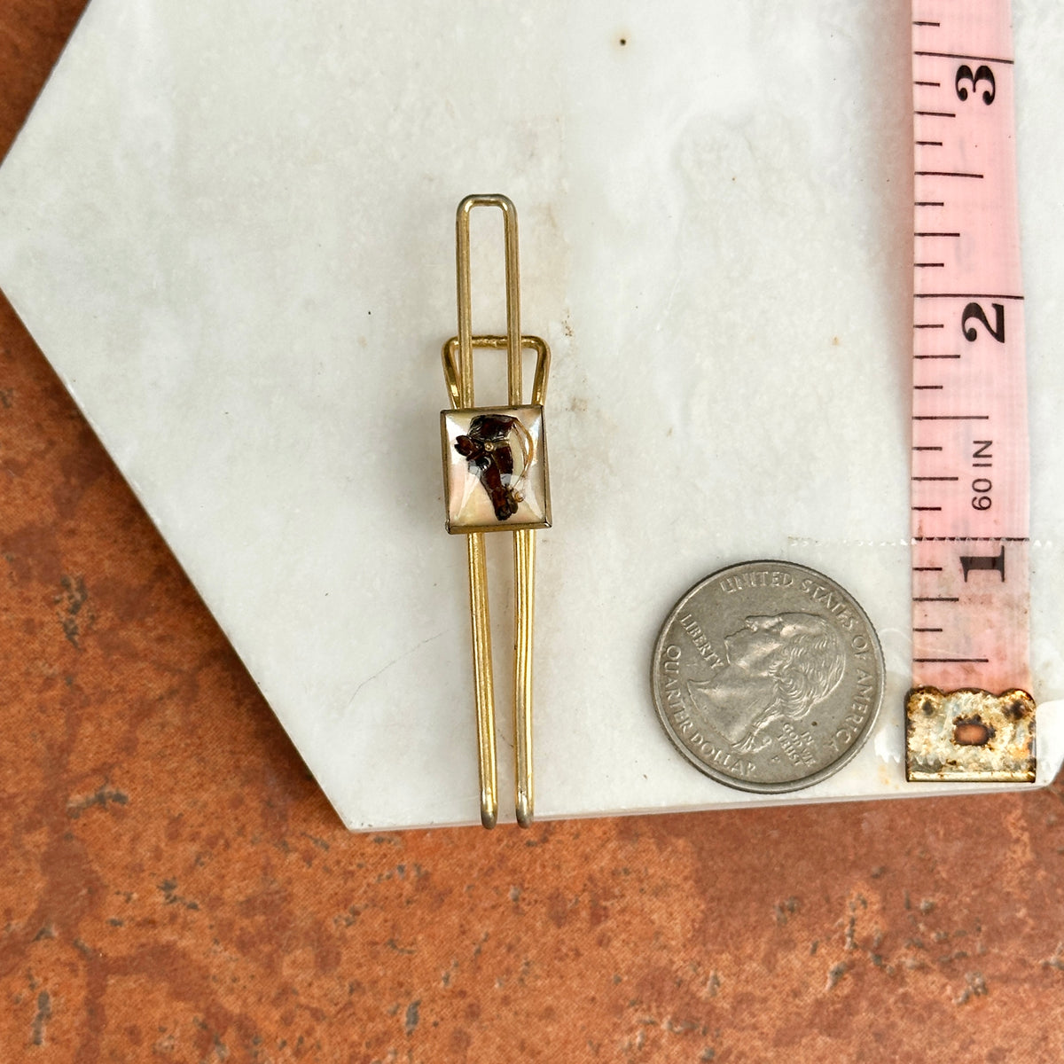 Estate Gold-Tone Painted Horse Tie Bar