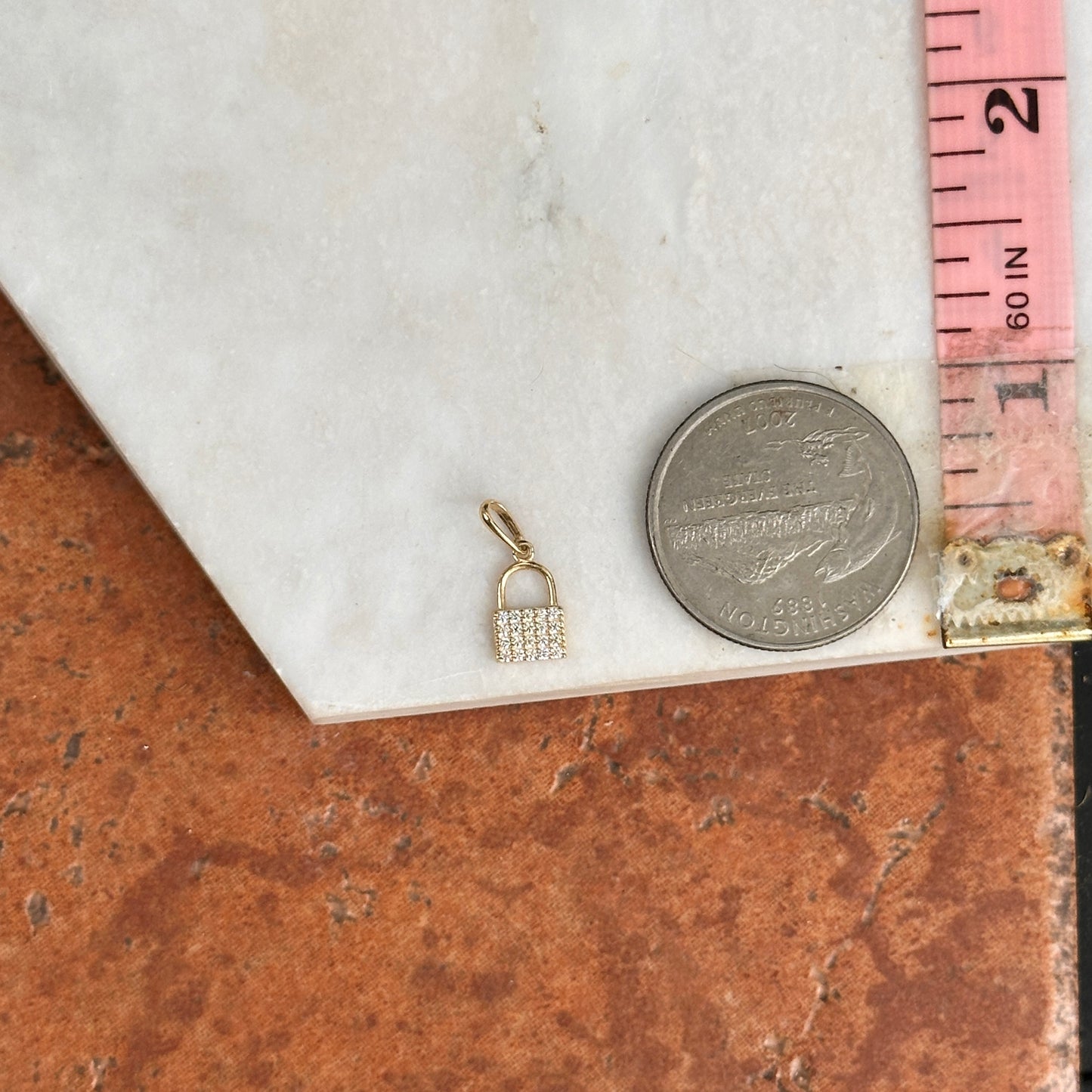 10KT Yellow Gold Shiny Mini Lock or Purse Charm Pendant