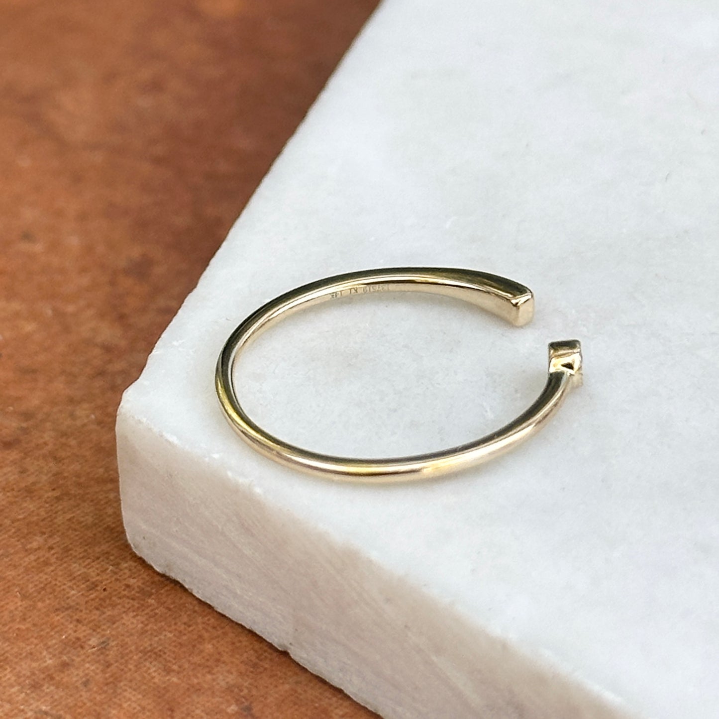 14KT Yellow Gold Diamond Open Band Stackable Band Ring