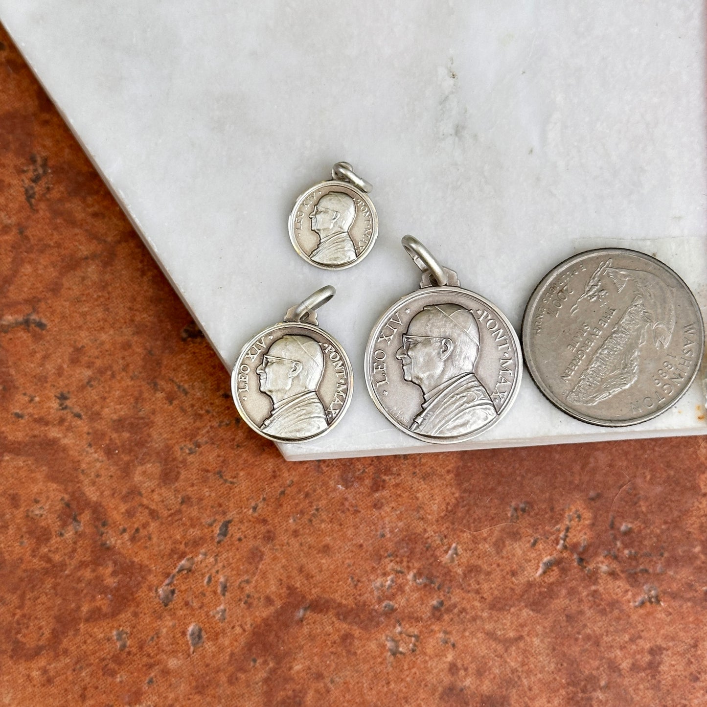 Sterling Silver Pope Leo XIV Round Medal Pendant - LSJ