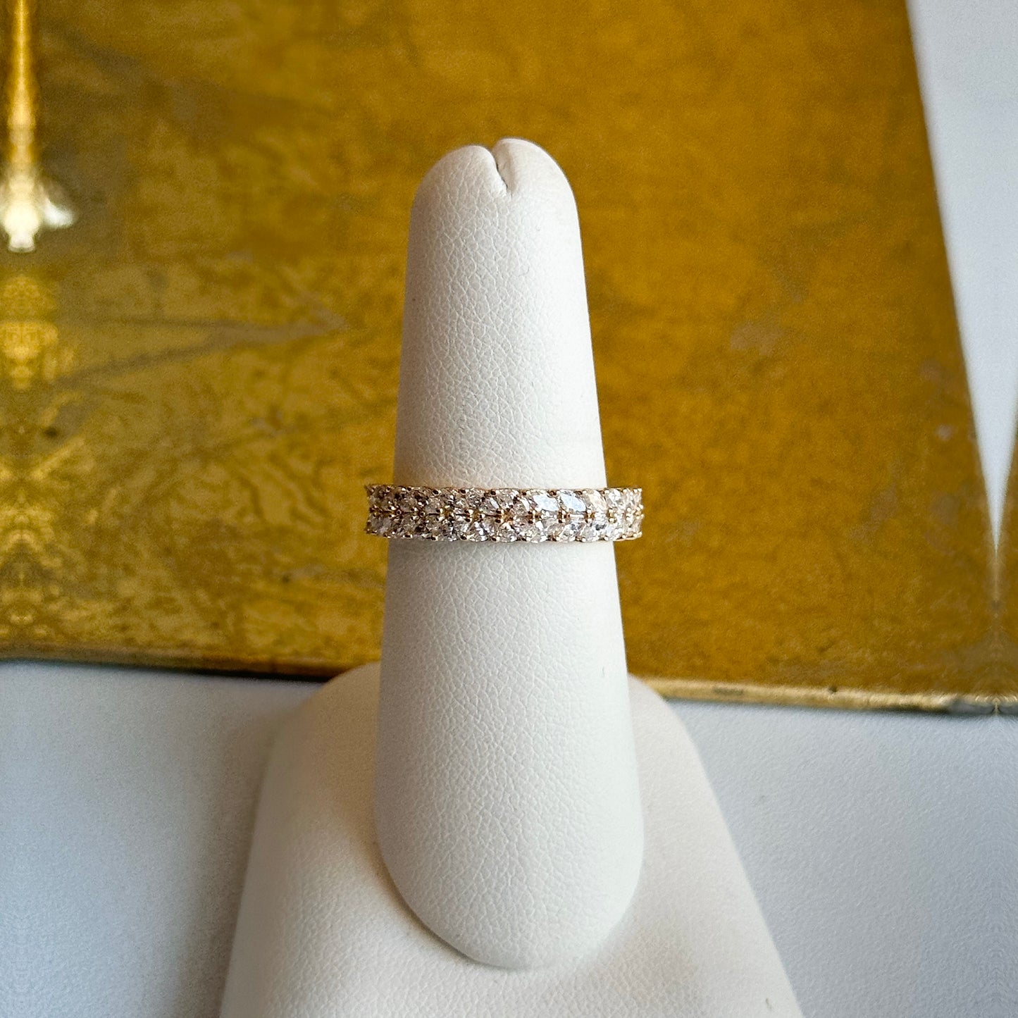 14KT Yellow Gold Marquise Double Row Lab Diamond Anniversary Band Ring - LSJ