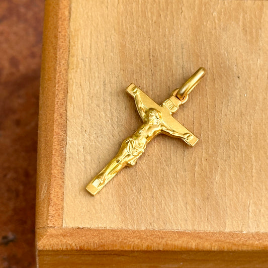 14KT Yellow Gold Matte Crucifix Jesus 2D Solid Cross Pendant