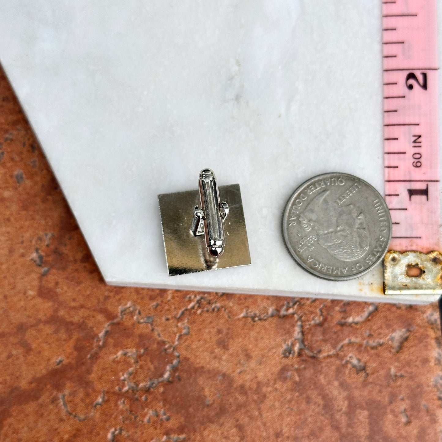 Estate Silver Tone Square Tyrannosaurus Rex Dinosaur Cuff Links - LSJ