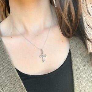 10KT White Gold Reversible Crucifix Cross Pendant