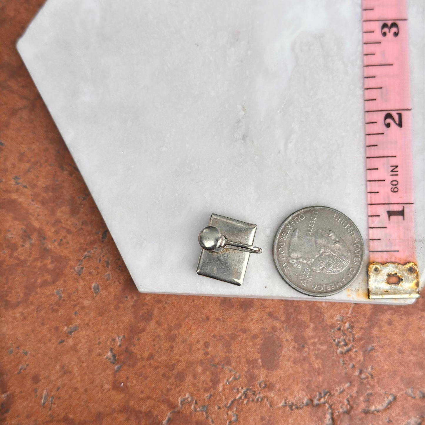 Estate Silver Tone Painted Horse Crystal Rectangle Screw Back Earrings