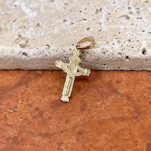 14KT Yellow Gold Irish Claddagh Cross Pendant Charm