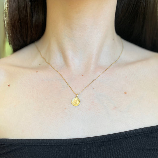 14KT Yellow Gold St Christopher Medal Pendant Charm 12mm