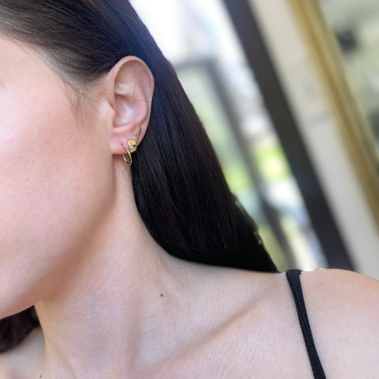 14KT Yellow Gold Thin Tube Round Hoop Earrings 16mm