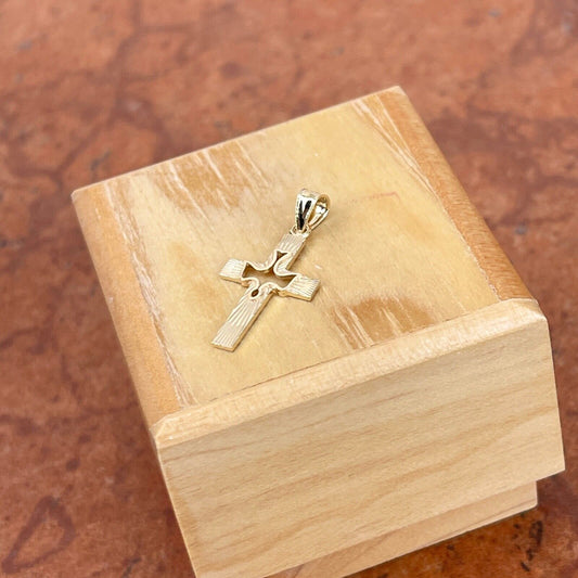 14KT Yellow Gold Cross With Cutout DOVE MINI Pendant Charm