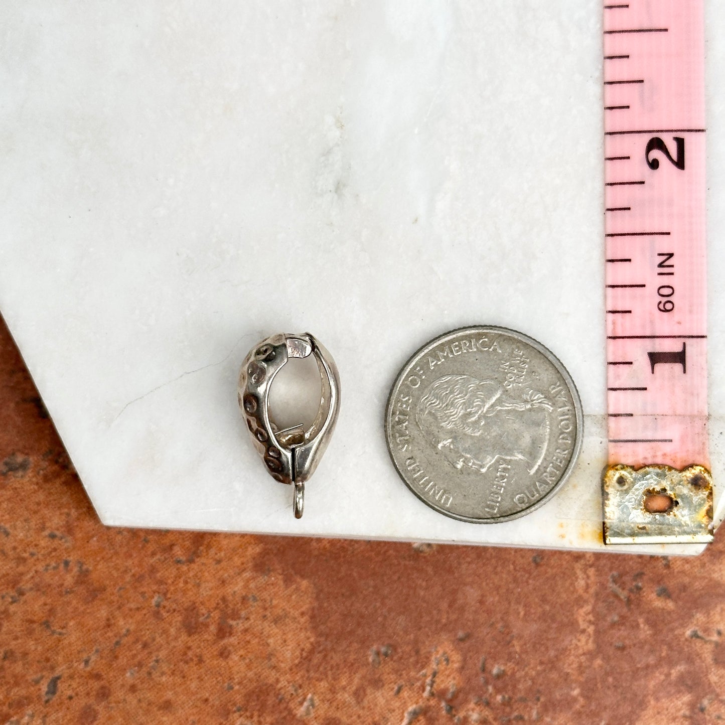 Sterling Silver Patina'D Hammered Silver Magnetic Pendant Bail Enhancer - LSJ