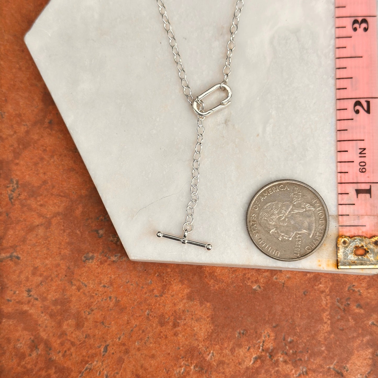 Sterling Silver Charm Holder Toggle Bar Necklace