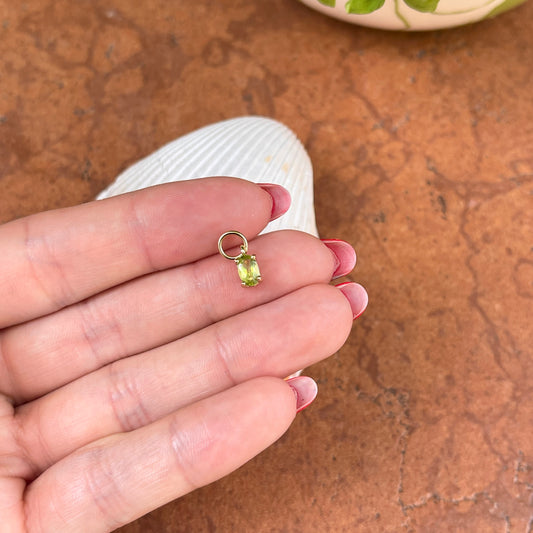 14KT Yellow Gold-Plated Sterling Silver Oval Peridot Earring Charms