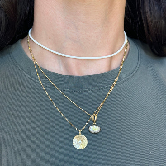 Stainless Steel 2mm White Rubber Cord Necklace 13.5"