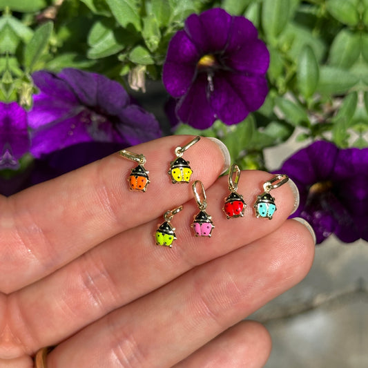 14KT Yellow Gold Mini Red Ladybug Pendant Charm 5mm - LSJ