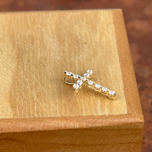 10KT Yellow Gold CZ Stone Cross Pendant Slide