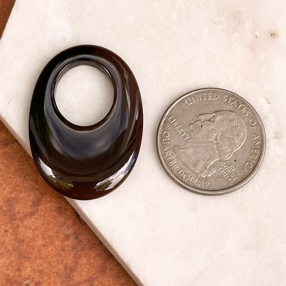 Estate Dark Brown Gemstone Oval Pendant