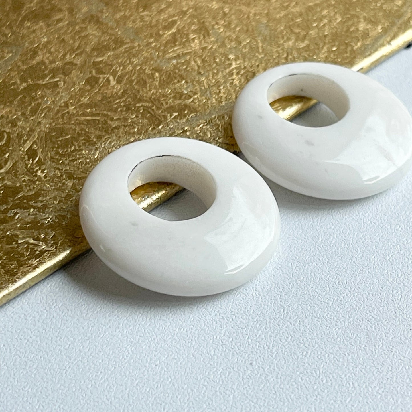 Estate White Stone Round Earring Charms