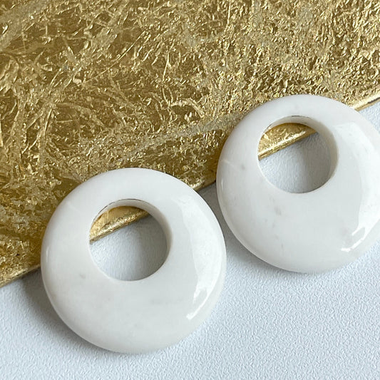 Estate White Stone Round Earring Charms