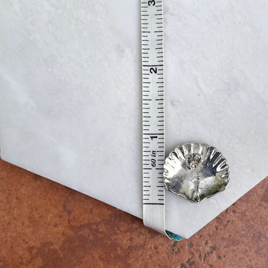 Vintage Sterling Silver Ribbed Shell Earrings