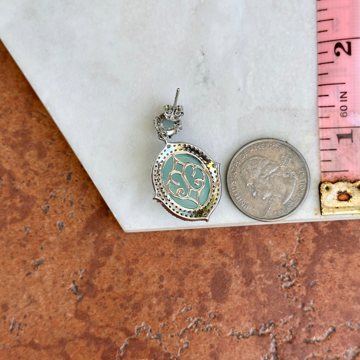 Sterling Silver Large Chalcedony, Cubic Zirconia, Swiss Blue Topaz, Aquamarine Dangle Earrings