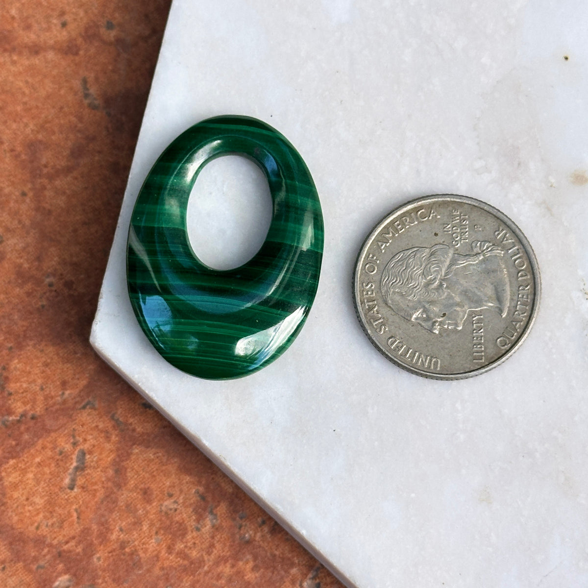 Estate Green Malachite Oval Pendant