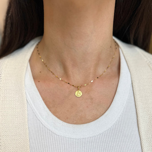 14KT Yellow Gold Matte St Lucy Lucia Medal Pendant Charm 10mm