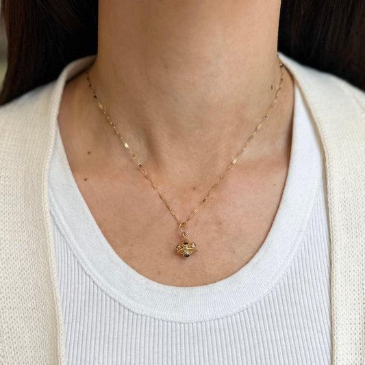 14KT Yellow Gold Byzantine Garnet Triangle Drop Pendant Charm