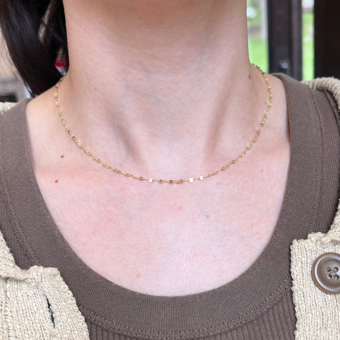 14KT Yellow Gold 1.9mm Keyhole Chain Link Necklace