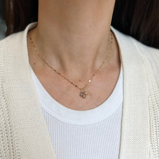 14KT Yellow, Rose, White Gold Puffed Hearts Pendant Charm