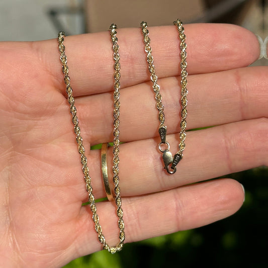 10KT Yellow Gold Solid Diamond-Cut Rope Chain Necklace 2.25mm - LSJ