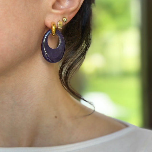 Estate Gold-Tone Huggie Hoop Clip-On Earrings