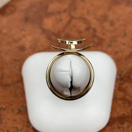 Estate 14KT Yellow Gold Oval Concave Matte + Shiny Design Band Ring