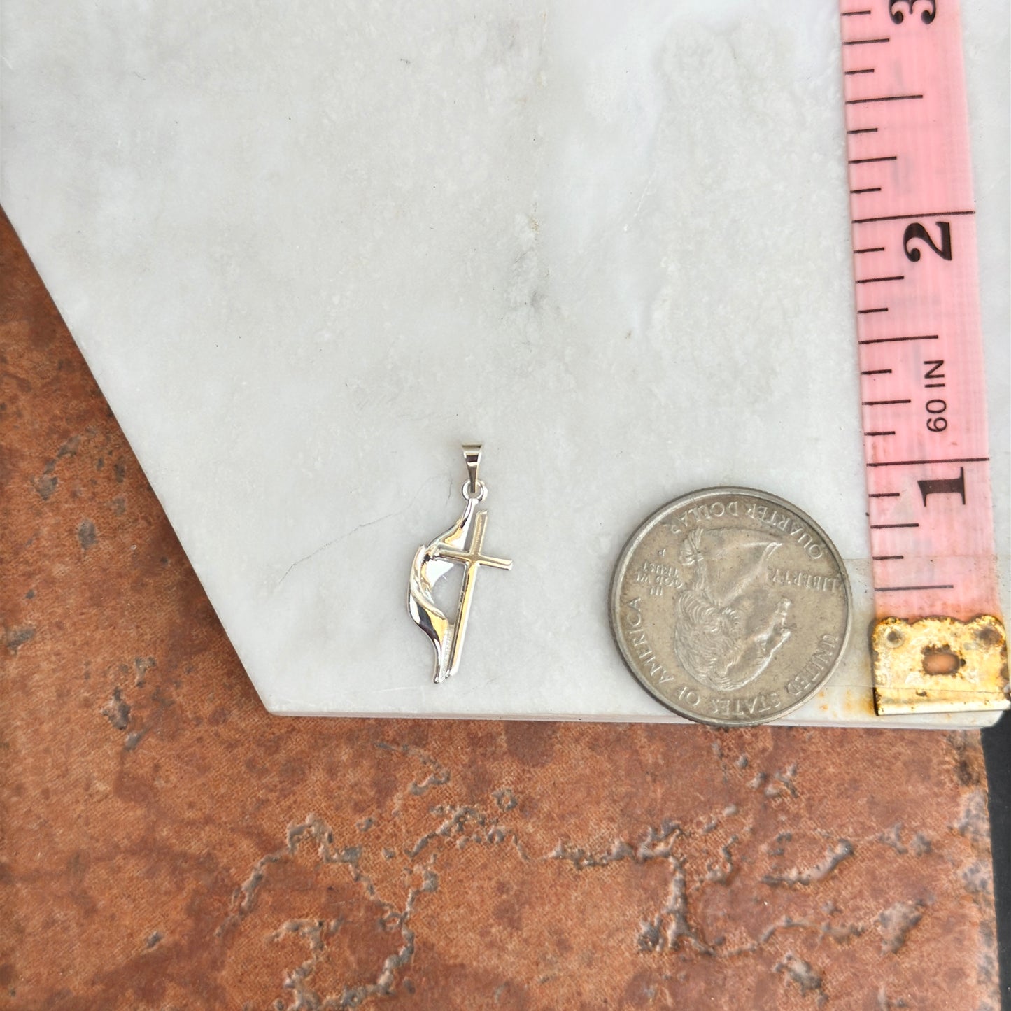 Sterling Silver Methodist Cross Pendant Charm