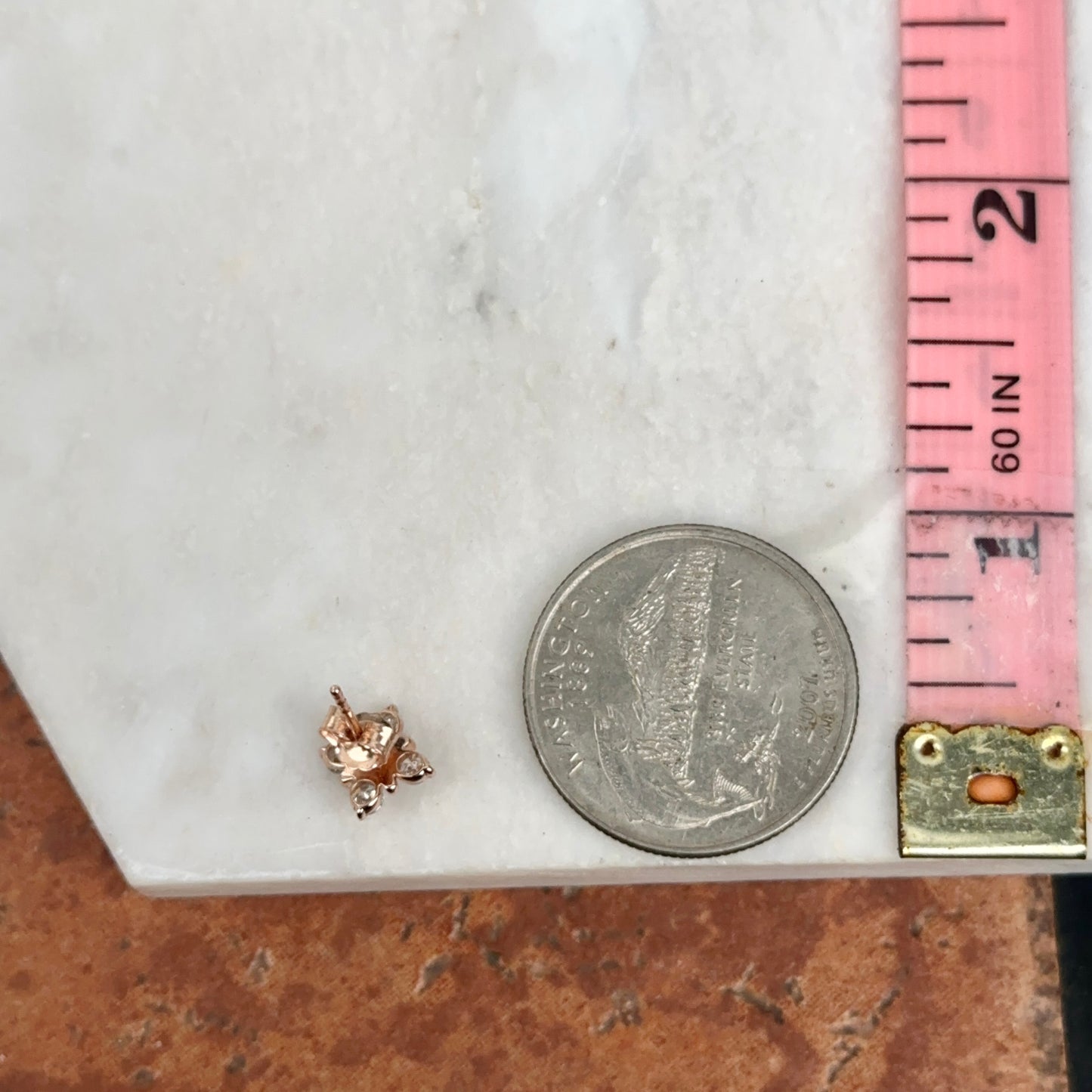 Estate 14KT Rose Gold + Diamond Floral Cluster Post Earrings