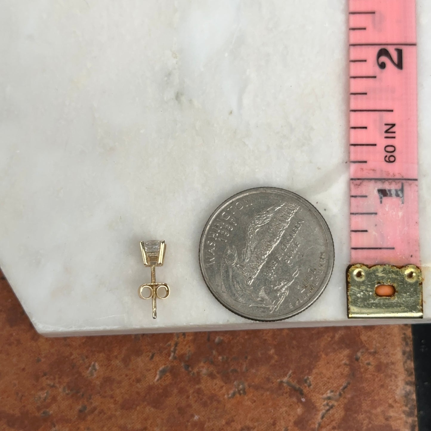 Estate 14KT Yellow Gold + Square Princess Cut Diamond Post Earrings