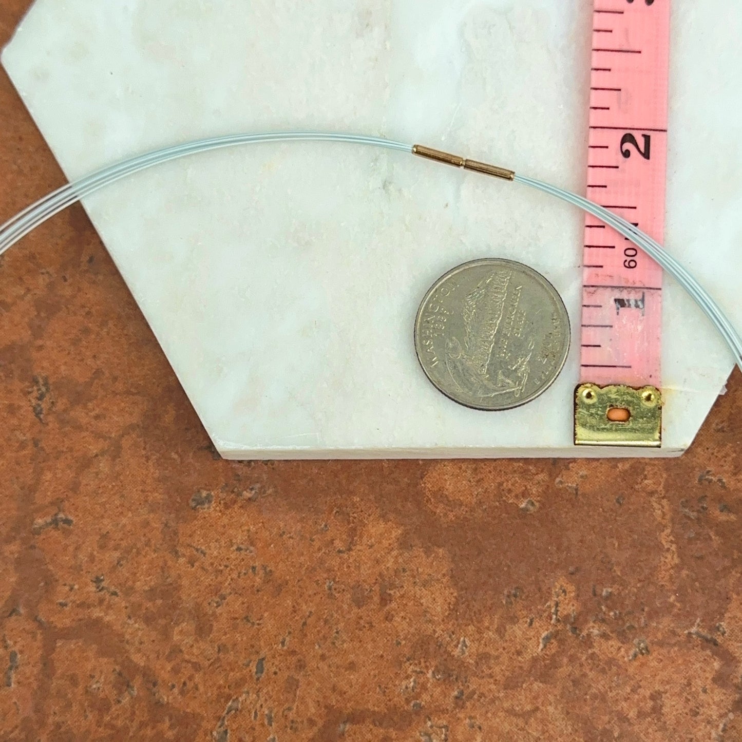 14KT Yellow Gold 7-Strand Light Blue Color Stainless Steel Wire Collar Necklace