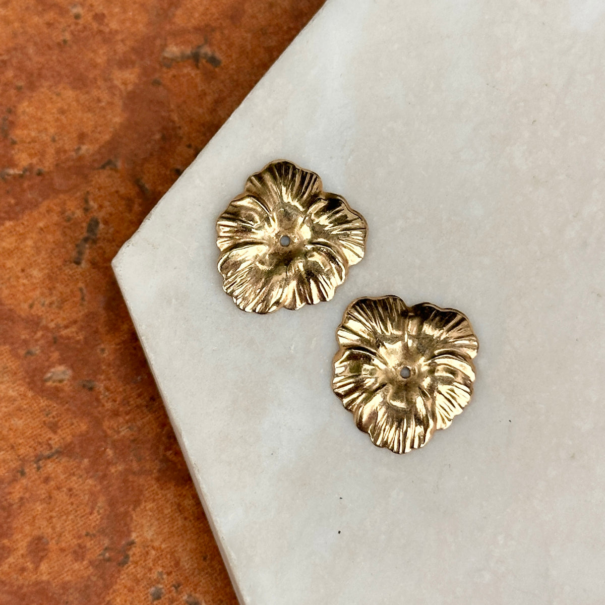 Estate 14KT Yellow Gold Leaf Earring Jackets