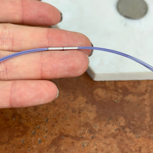 14KT White Gold 7-Strand Purple Stainless Steel Neck Wire Collar Necklace