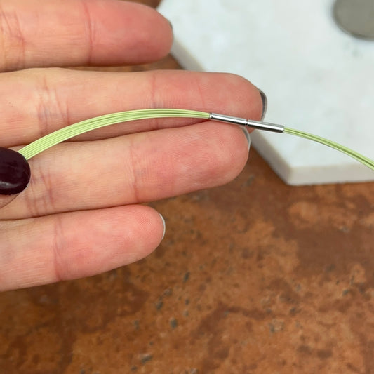 14KT White Gold 7-Strand Lime Green Stainless Steel Wire Collar Necklace